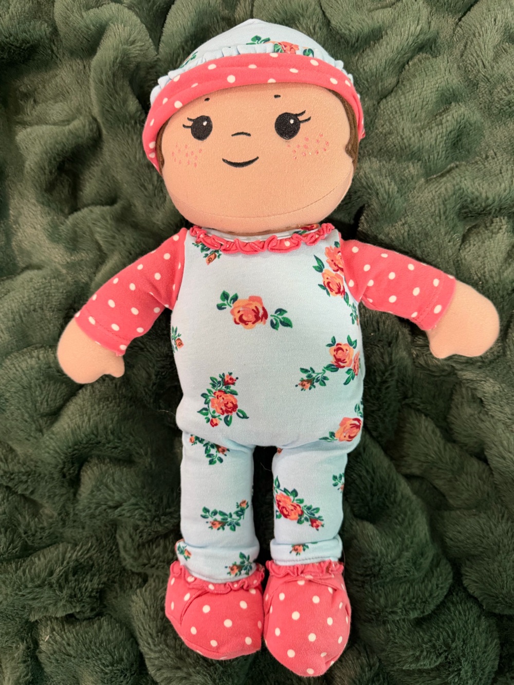 Matilda Jane Floral Plush Doll in Coral and Light Blue